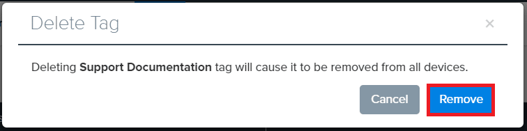 Confirmation deleting tag